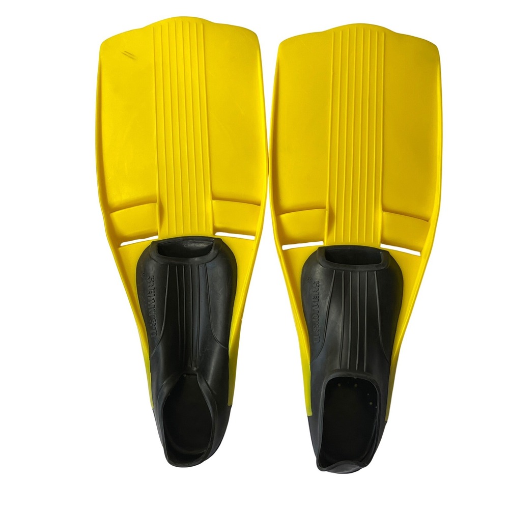 US Divers Yellow Black Snorkeling Diving Fins Full Foot Size 5-6‎ Small Vented
